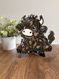3D Layered Highland Cow - Sitting