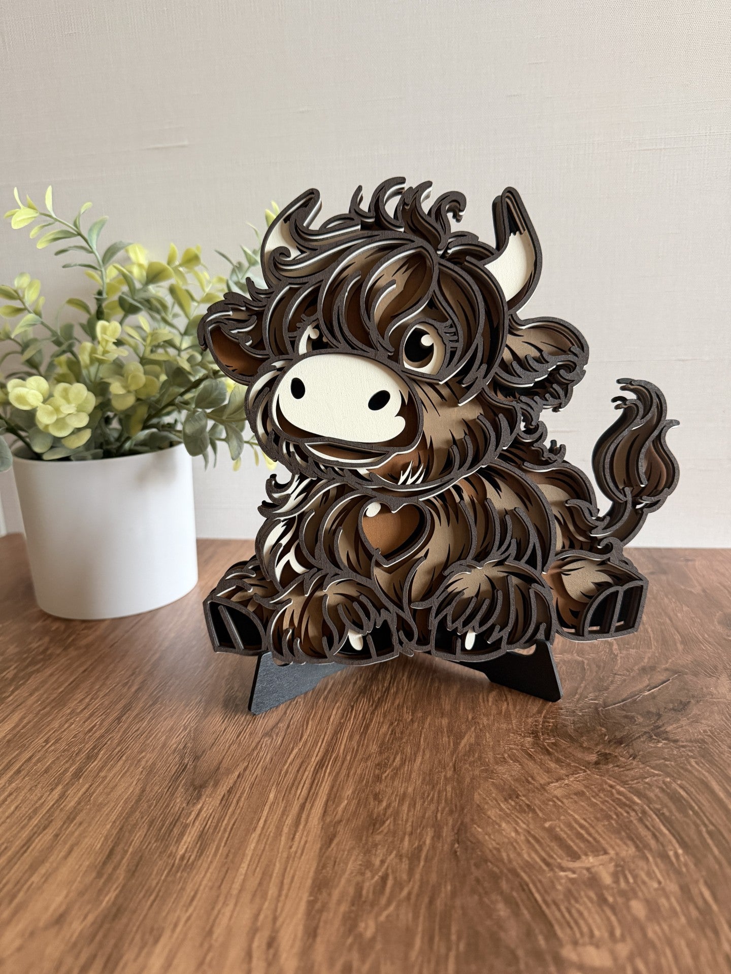 3D Layered Highland Cow - Sitting