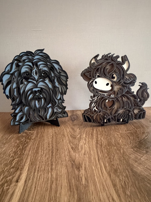 3D Layered Highland Cow - Sitting